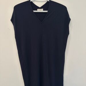 Navy T Shirt V-Neck Midi Dress